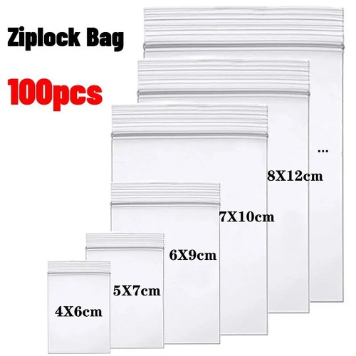 100 small clear plastic bags - 100,