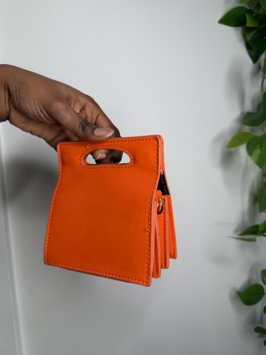 Orange patent faux leather - patent,