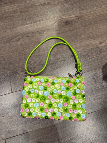 Green sequin shoulder bag