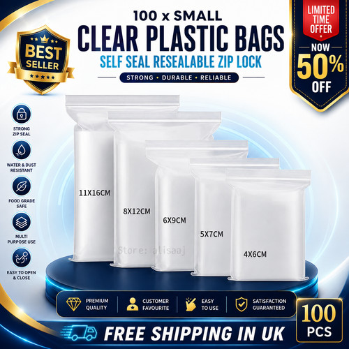 100 small clear plastic bags - small,