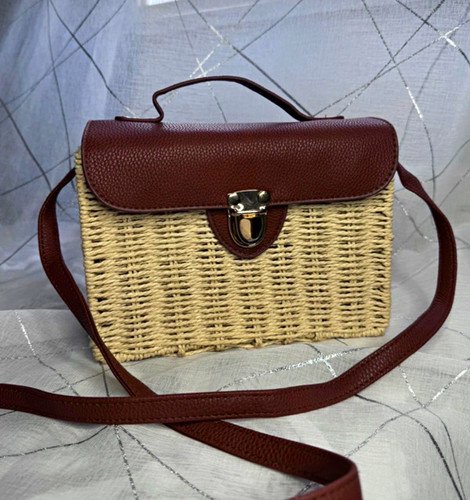 Woven straw beige brown - woven,