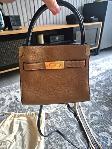 Small brown leather satchel - brown,