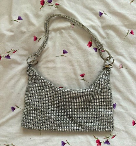 Silver rhinestone mesh - silver,