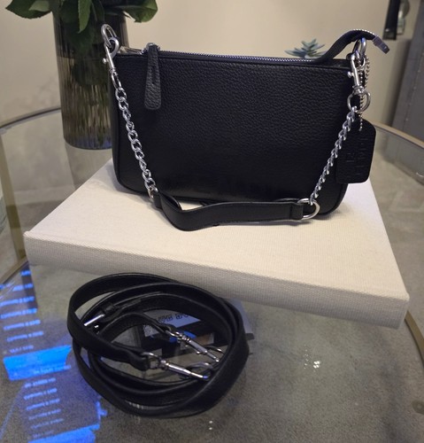 Small black pebbled leather - ,
