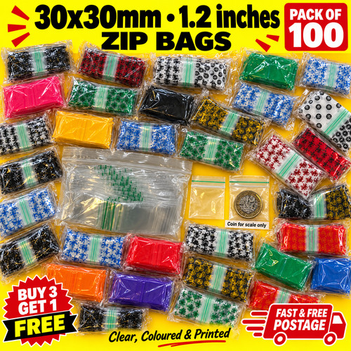 100 zip bags 30x30mm - zip,