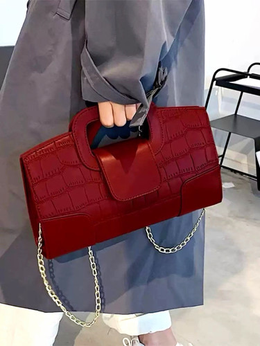 Women red croc embossed - red,