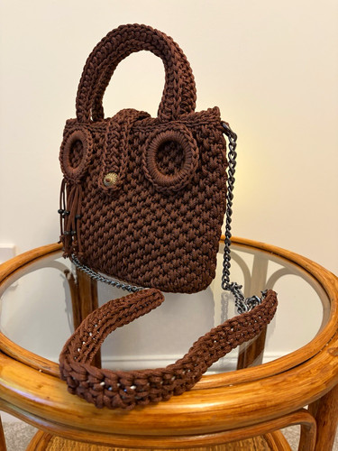 Handmade brown crochet - crochet, handbag