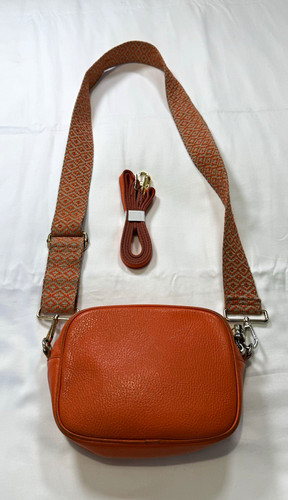 Apatchy orange pebbled leather - orange,