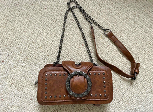 Brown leather studded - studded, small