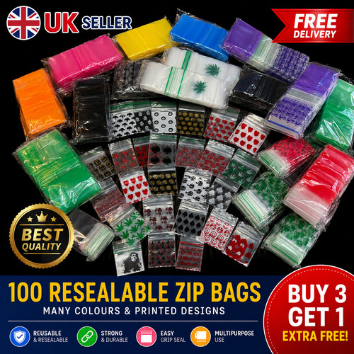 100 reusable zip bags clear - zip,