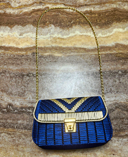 Blue beige woven - woven, small