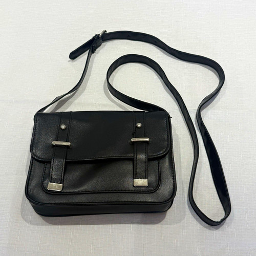 Black faux leather small - black,
