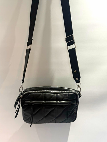 Black quilted faux - quilted,