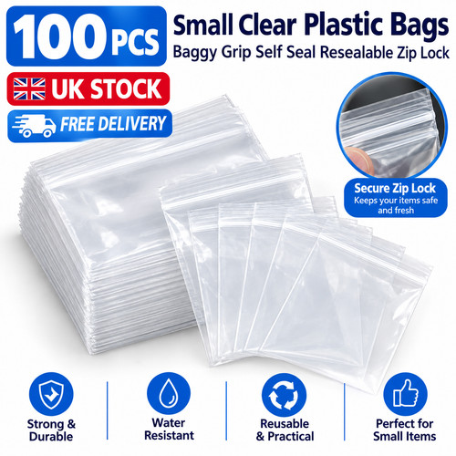 100x small clear plastic bags - 100x,
