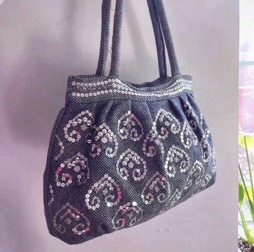 Y2k grey sequin paisley - grey,